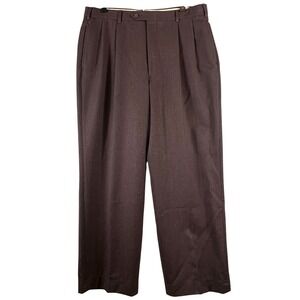 Mens 32x26 VTG Wool Dress Pants Pleated Brown Trousers Classic Tailored USA Made